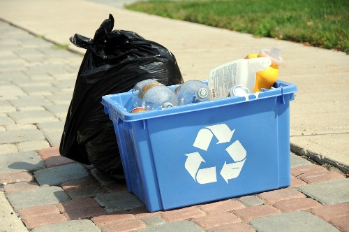 Waste collection vehicle transporting construction materials